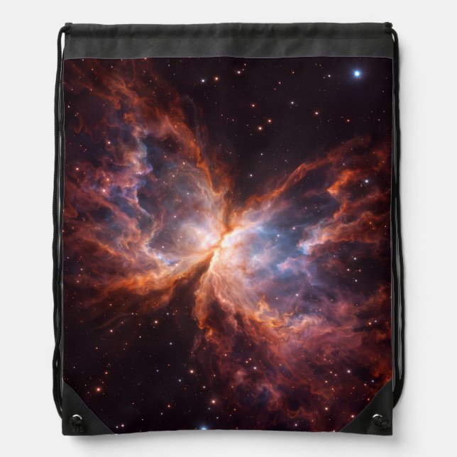 Black 4 Luxe backpack, Butterfly Nebula Drawstring Bag (Front)