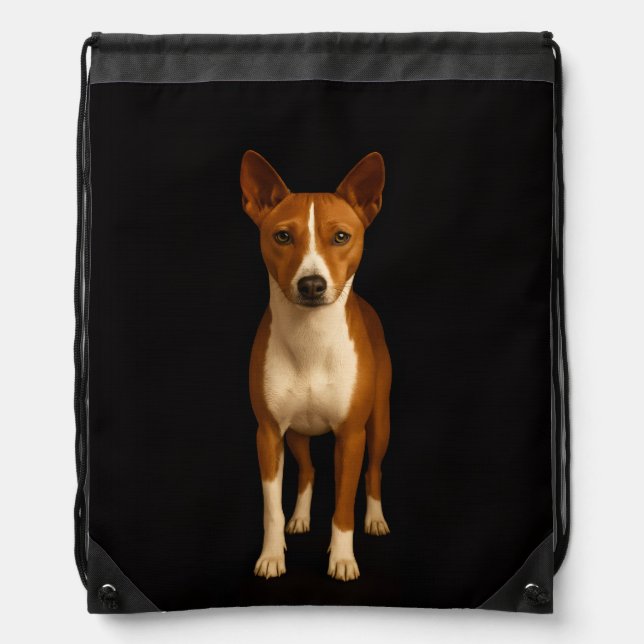 Black 4 Luxe backpack, Classy Basenji Dog Drawstring Bag (Front)