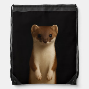 Black 4 Luxe backpack, Elegant Weasel Drawstring Bag