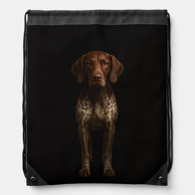 Black 4 Luxe backpack, German Pointer Drawstring Bag (Front)