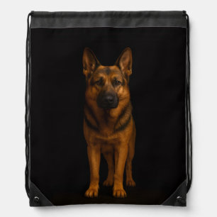 Black 4 Luxe backpack, German Shepherd Dog Drawstring Bag