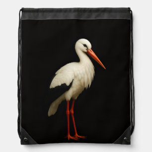 Black 4 Luxe backpack, Graceful Stork Drawstring Bag