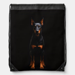 Black 4 Luxe backpack, Guardian Doberman Dog Drawstring Bag