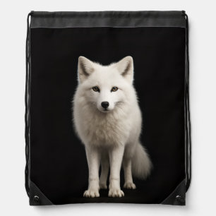 Black 4 Luxe backpack, Ivory Arctic Fox Drawstring Bag