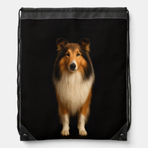 Black 4 Luxe backpack, Loyal Collie Dog Drawstring Bag