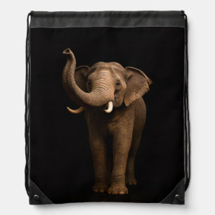 Black 4 Luxe backpack, Mighty Elephant Drawstring Bag