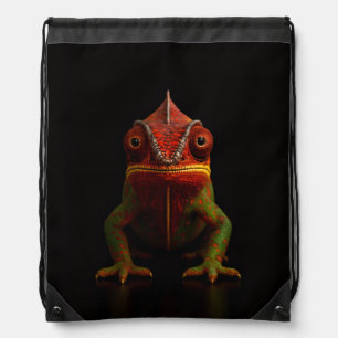 Black 4 Luxe Backpack, Panther Chameleon Drawstring Bag