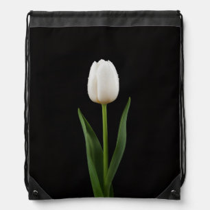 Black 4 Luxe backpack, Pearl White Tulip Drawstring Bag