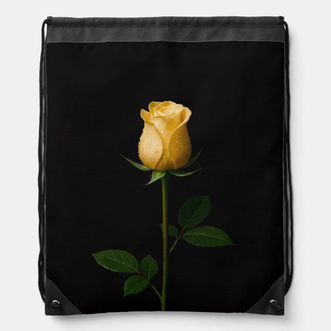 Black 4 Luxe backpack, Sunlit Yellow Rose Drawstring Bag (Front)