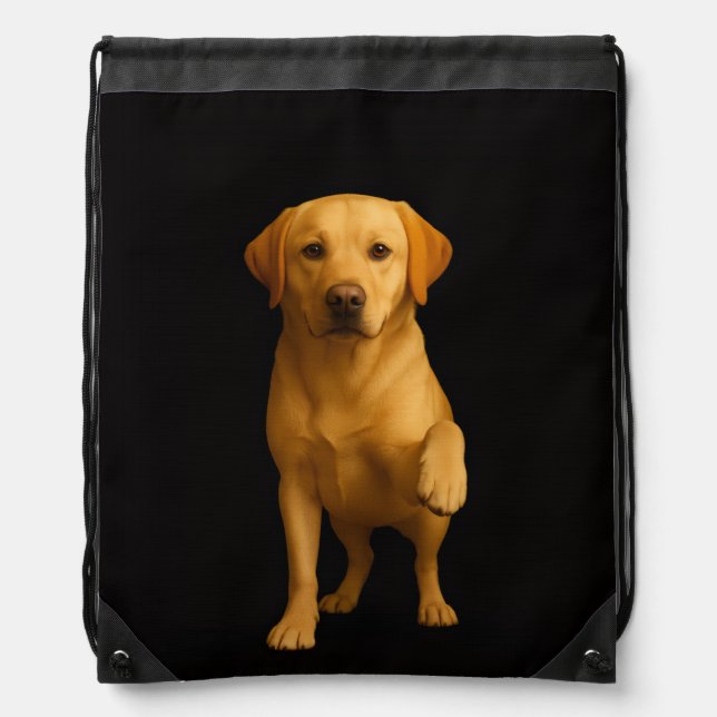 Black 4 Luxe backpack, Tender Labrador Drawstring Bag (Front)