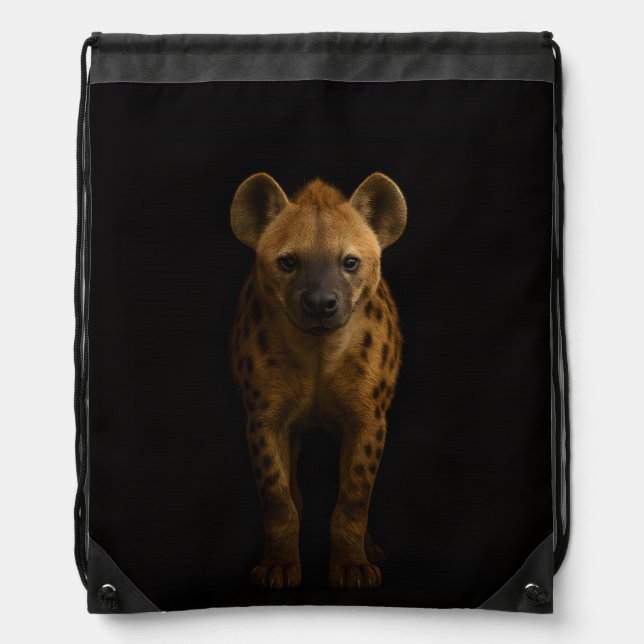 Black 4 Luxe backpack, Wild Spotted Hyena Drawstring Bag (Front)