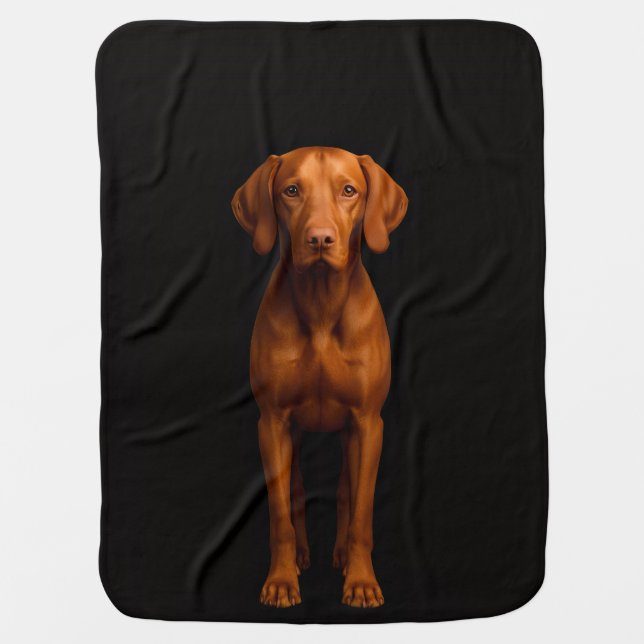 Black 4 Luxe blanket with Agile Vizsla Dog (Front)