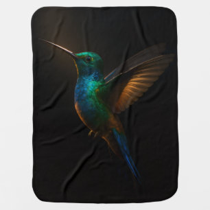 Black 4 Luxe blanket with Flying Hummingbird