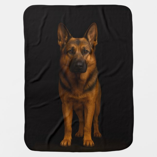 Black 4 Luxe blanket with German Shepherd (Front)