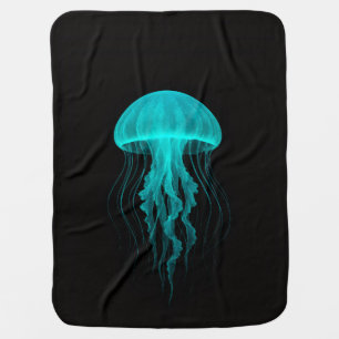 Black 4 Luxe blanket with Green Jellyfish