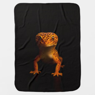 Black 4 Luxe blanket with Leopard Gecko