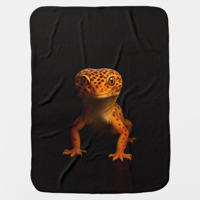 Black 4 Luxe blanket with Leopard Gecko (Front)