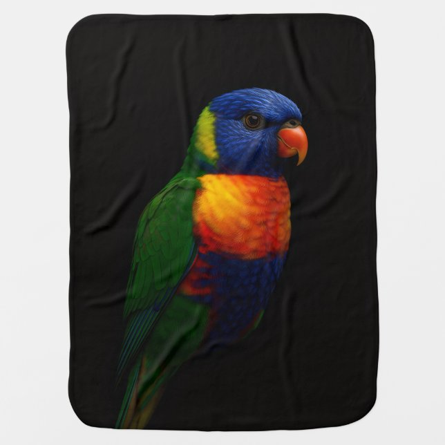Black 4 Luxe blanket with Lorikeet Parrot (Front)