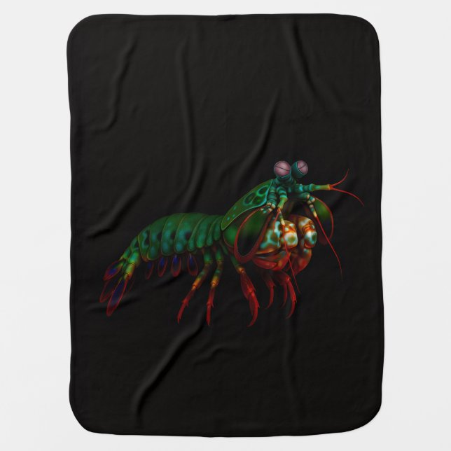 Black 4 Luxe blanket with Mantis Shrimp (Front)
