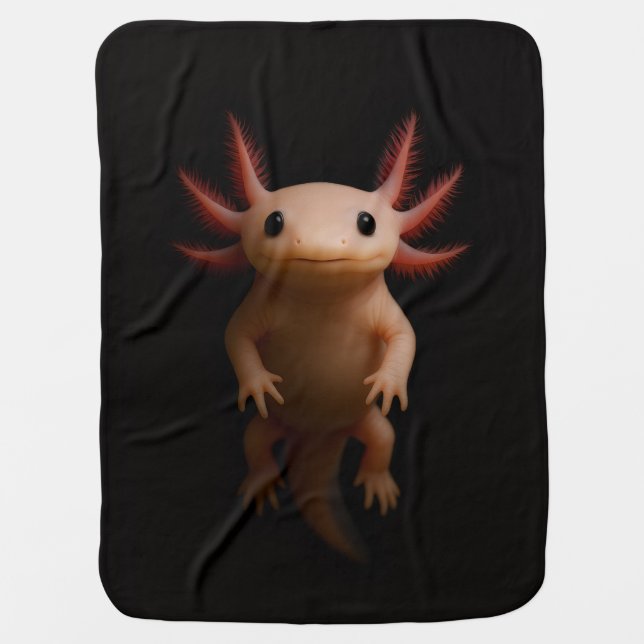 Black 4 Luxe blanket with Mexican Axolotl (Front)