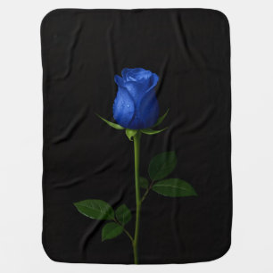 Black 4 Luxe blanket with Midnight Blue Rose