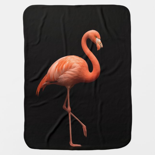 Black 4 Luxe blanket with Pink Flamingo Bird (Front)