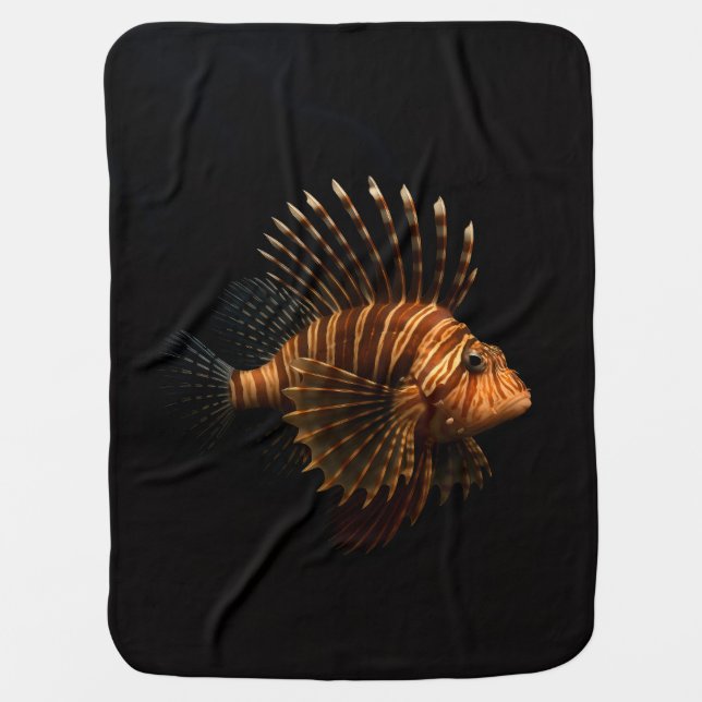 Black 4 Luxe blanket with Red Lionfish (Front)