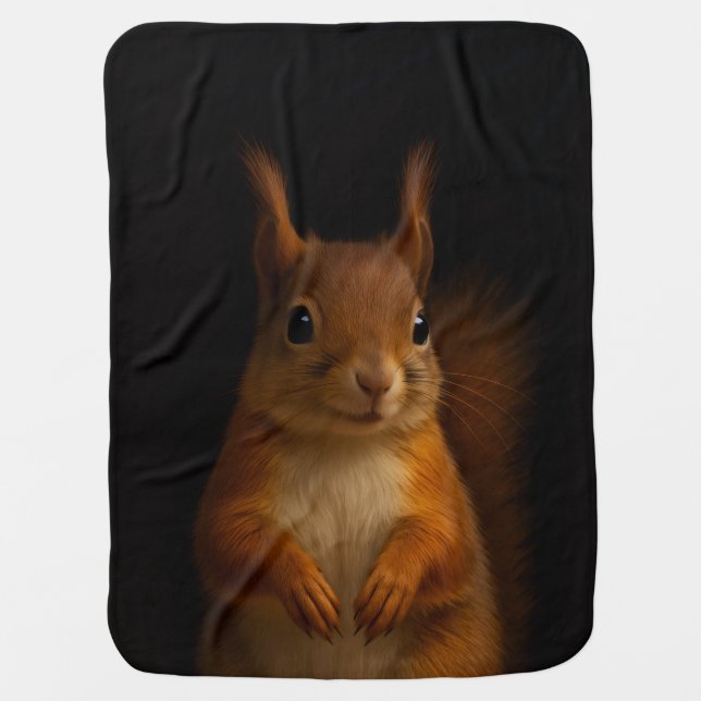 Black 4 Luxe blanket with Red Squirrel (Front)