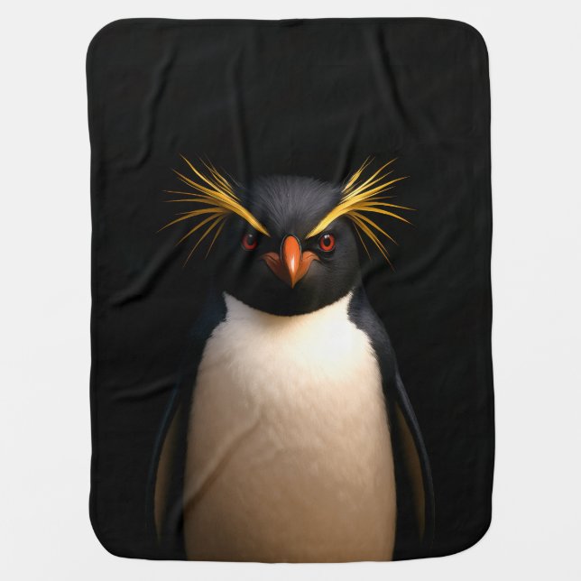Black 4 Luxe blanket with Rockhopper Penguin (Front)