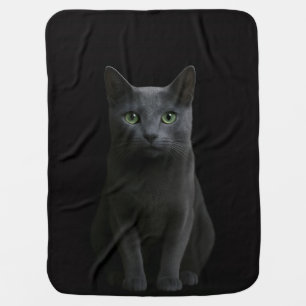 Black 4 Luxe blanket with Russian Blue Cat