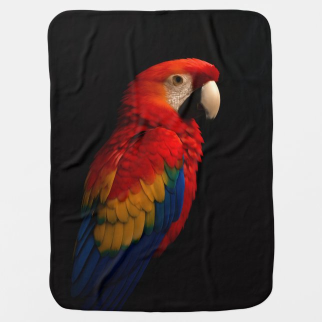Black 4 Luxe blanket with Scarlet Parrot (Front)