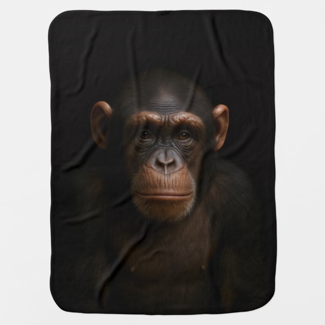 Black 4 Luxe blanket with Serene Chimpanzee (Front)
