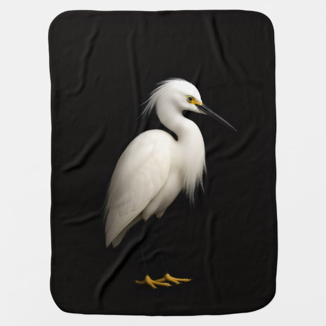 Black 4 Luxe blanket with Snowy Egret (Front)