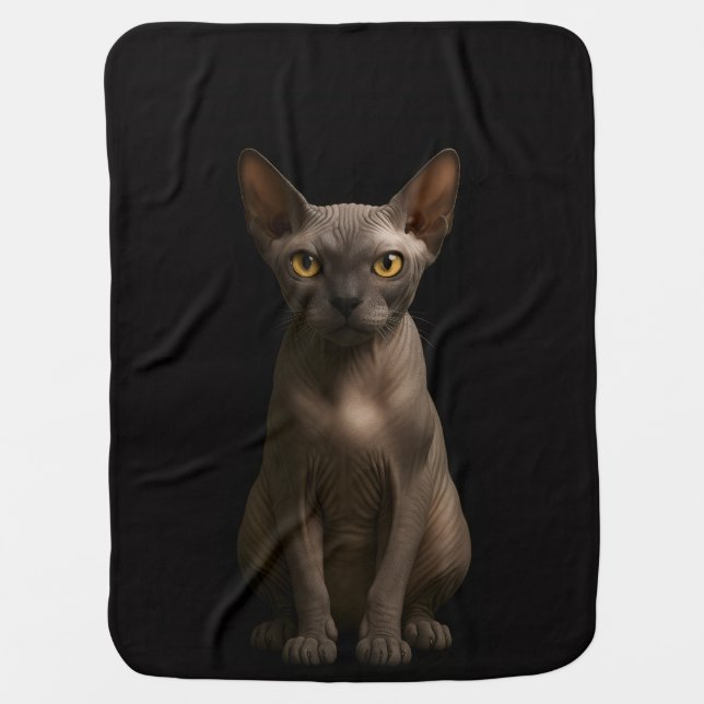 Black 4 Luxe blanket with Sphynx Cat (Front)