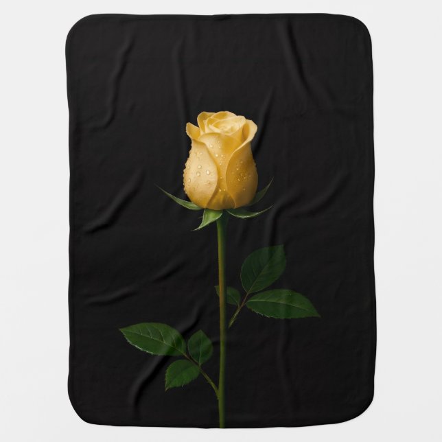Black 4 Luxe blanket with Sunlit Yellow Rose (Front)