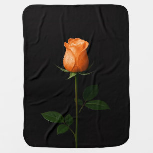 Black 4 Luxe blanket with Sunset Orange Rose