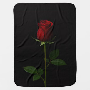 Black 4 Luxe blanket with Velvet Red Rose
