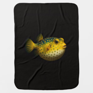 Black 4 Luxe blanket with Yellow Putterfish