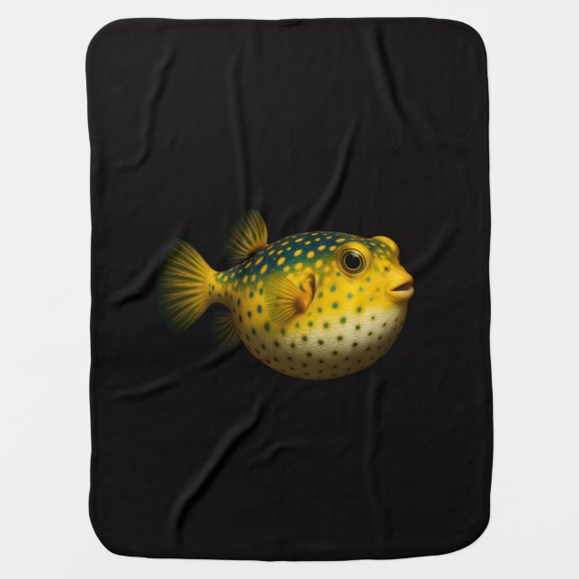 Black 4 Luxe blanket with Yellow Putterfish (Front)