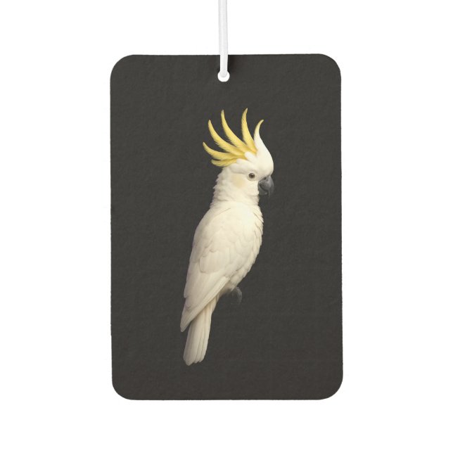 Black 4 Luxe Car Air Fresheners, Crested Cockatoo Freshener (Front)
