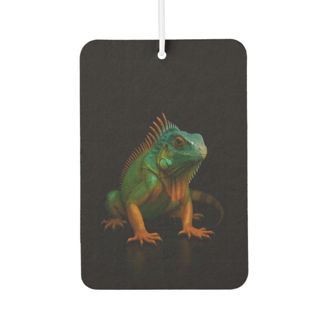 Black 4 Luxe Car Air Fresheners, Green Iguana Air Freshener (Front)