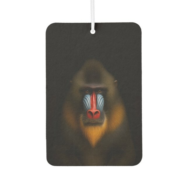 Black 4 Luxe Car Air Fresheners, Mandrill Monkey Air Freshener (Front)