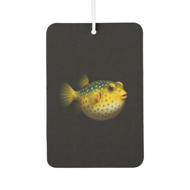 Black 4 Luxe Car Air Fresheners, Yellow Putterfish Air Freshener (Front)