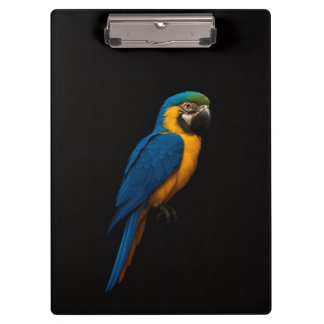 Black 4 Luxe Clipboard, Blue Yellow Macaw Clipboard