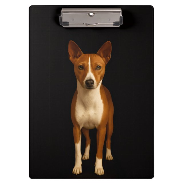 Black 4 Luxe Clipboard, Classy Basenji Dog Clipboard (Front)