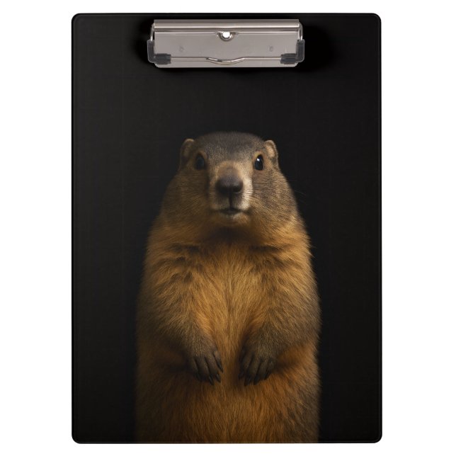 Black 4 Luxe Clipboard, Fluffy Marmot Clipboard (Front)