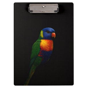 Black 4 Luxe Clipboard, Rainbow Lorikeet Parrot Clipboard