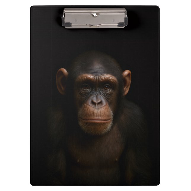 Black 4 Luxe Clipboard, Serene Chimpanzee Clipboard (Front)
