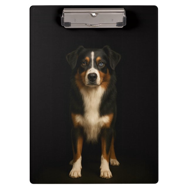 Black 4 Luxe Clipboard, Wise Australian Shepherd Clipboard (Front)