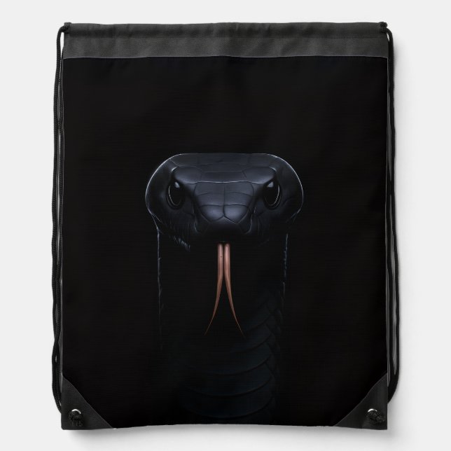 Black 4 Luxe Drawstring backpack, Black Mamba Bag (Front)